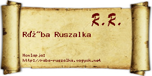 Rába Ruszalka névjegykártya